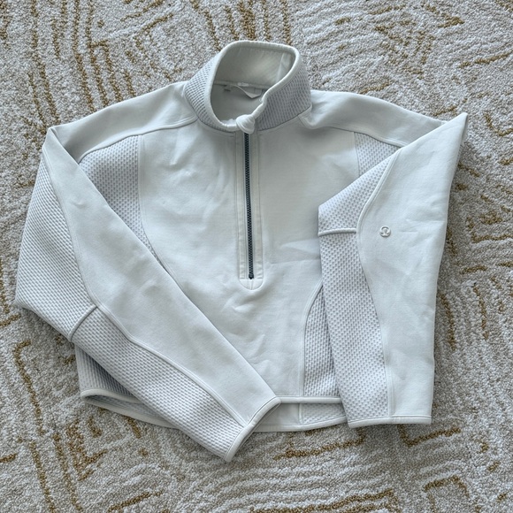 LuLuLemon half zip crop sweatshirt BONE XS/0 EUC - Picture 1 of 7